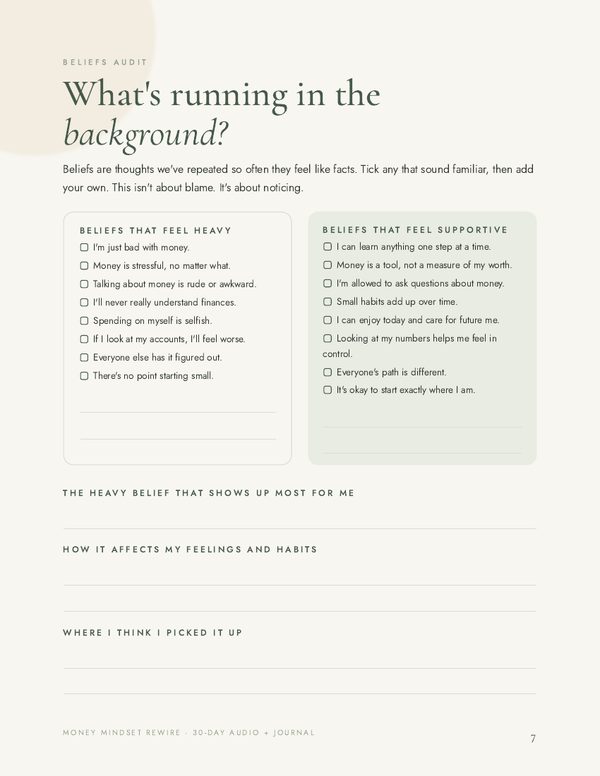 Beliefs audit page