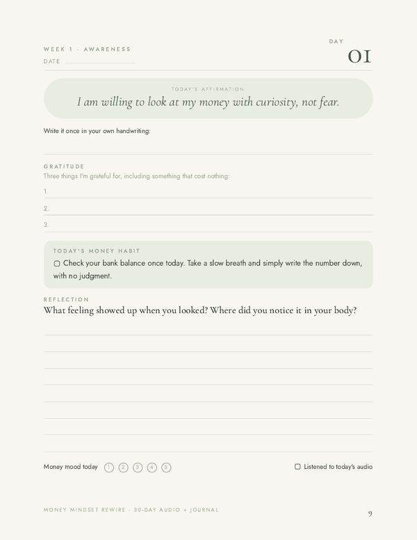 Day 1 daily page