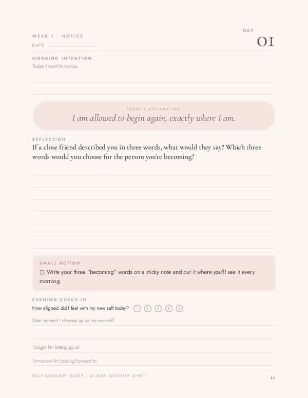 Day 1 daily page